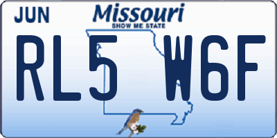 MO license plate RL5W6F