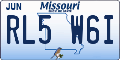 MO license plate RL5W6I