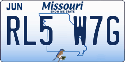 MO license plate RL5W7G