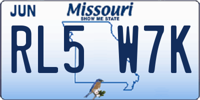MO license plate RL5W7K
