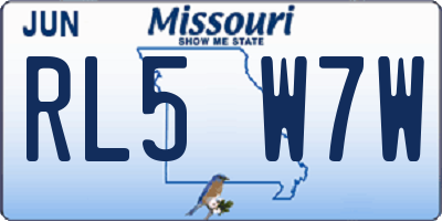 MO license plate RL5W7W