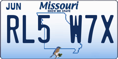 MO license plate RL5W7X