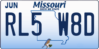 MO license plate RL5W8D