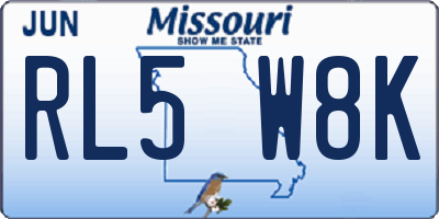 MO license plate RL5W8K