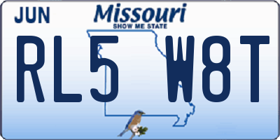 MO license plate RL5W8T