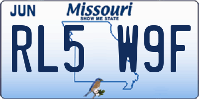 MO license plate RL5W9F