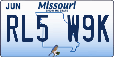 MO license plate RL5W9K