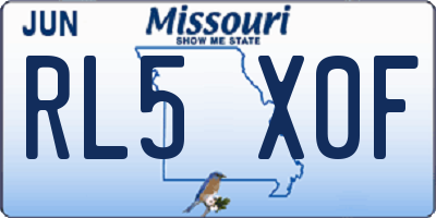 MO license plate RL5X0F