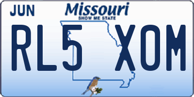 MO license plate RL5X0M
