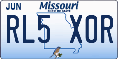 MO license plate RL5X0R