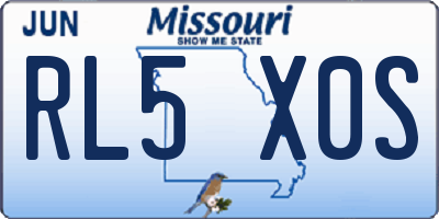 MO license plate RL5X0S