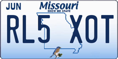MO license plate RL5X0T