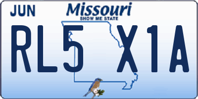 MO license plate RL5X1A