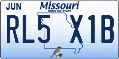 MO license plate RL5X1B