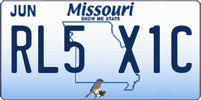 MO license plate RL5X1C