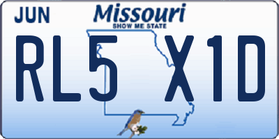 MO license plate RL5X1D