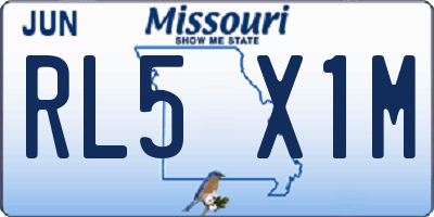 MO license plate RL5X1M