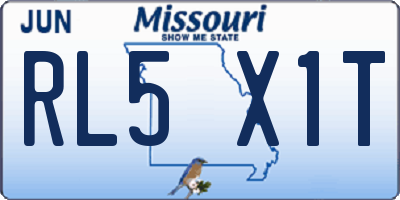 MO license plate RL5X1T