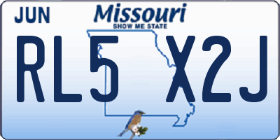 MO license plate RL5X2J