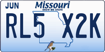 MO license plate RL5X2K