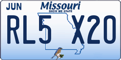 MO license plate RL5X2O