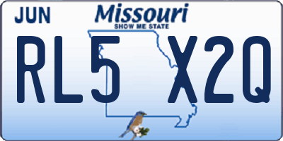 MO license plate RL5X2Q