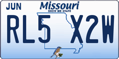 MO license plate RL5X2W