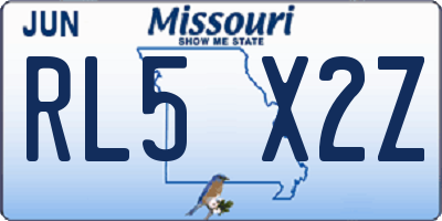 MO license plate RL5X2Z