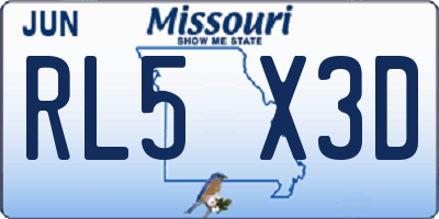 MO license plate RL5X3D