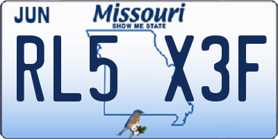 MO license plate RL5X3F