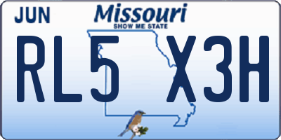 MO license plate RL5X3H