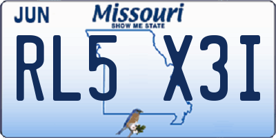 MO license plate RL5X3I