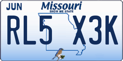 MO license plate RL5X3K
