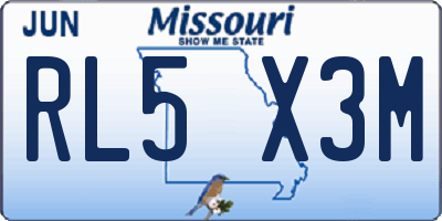 MO license plate RL5X3M