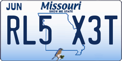 MO license plate RL5X3T