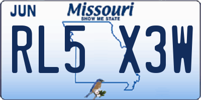 MO license plate RL5X3W