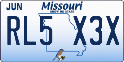 MO license plate RL5X3X