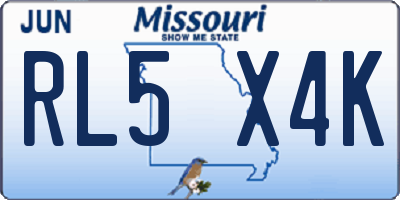 MO license plate RL5X4K