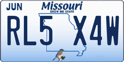 MO license plate RL5X4W