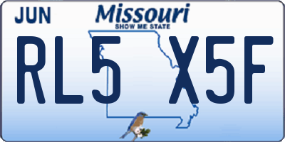 MO license plate RL5X5F