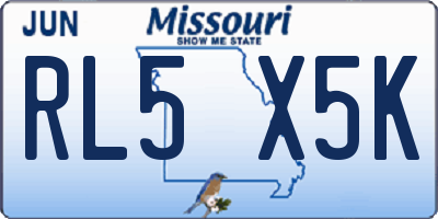 MO license plate RL5X5K