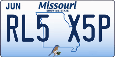 MO license plate RL5X5P