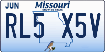 MO license plate RL5X5V