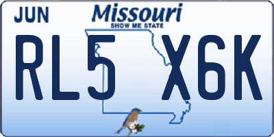 MO license plate RL5X6K