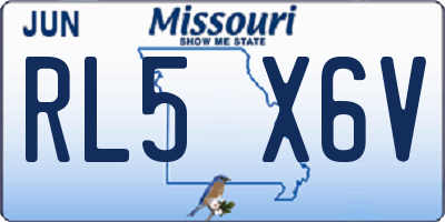 MO license plate RL5X6V