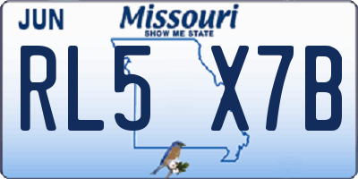 MO license plate RL5X7B