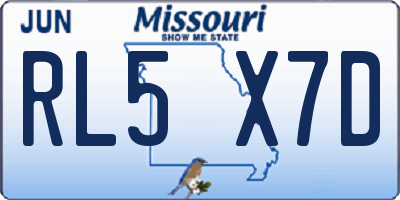 MO license plate RL5X7D