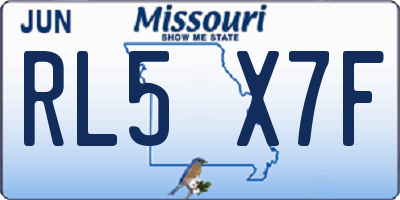 MO license plate RL5X7F