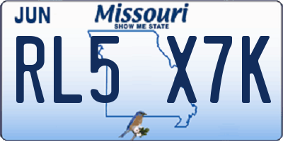 MO license plate RL5X7K