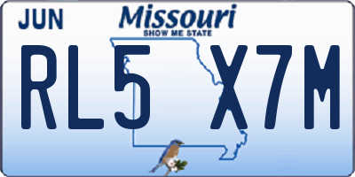 MO license plate RL5X7M